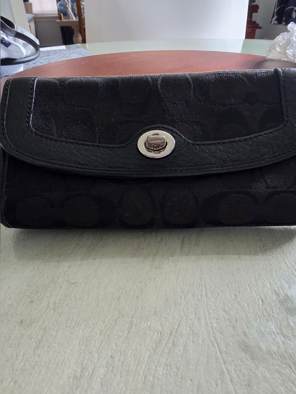Coach Black Signature Turnlock Clutch Wristlet